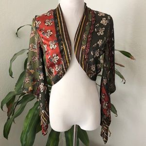 Bell Sleeve Kimono Style Crop Coverup